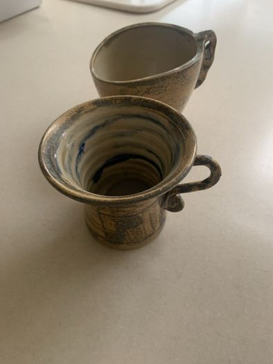 Unique pottery mugs x 2