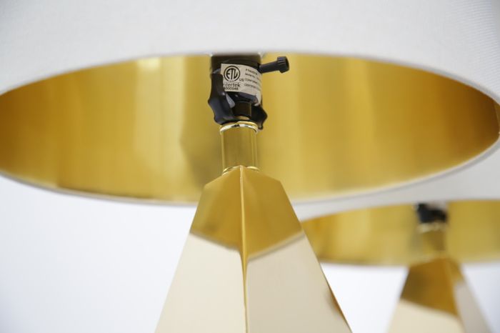 Pair of Modern Brass Origami Mid-century Style Table Lamps, USA