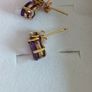 9ct yellow gold amethyst and diamond stud earrings. Image 8