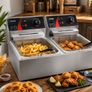 Double Deep Fat Fryer 5000W Commercial Twin Basket Stainless Steel Fryer 12L Image 2