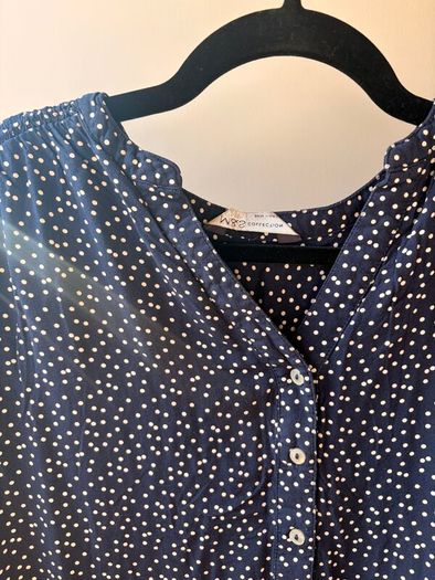 M&S Navy White Dot Blouse Size 38 or 10 UK