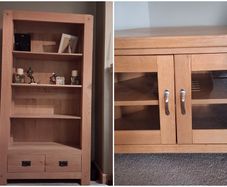 TV Unit and Bookcase - Solid Oak