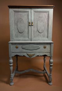 1930s William & Mary Style Painted Cabinet , Radio Art Cabinets, USA