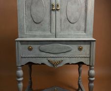 1930s William & Mary Style Painted Cabinet , Radio Art Cabinets, USA
