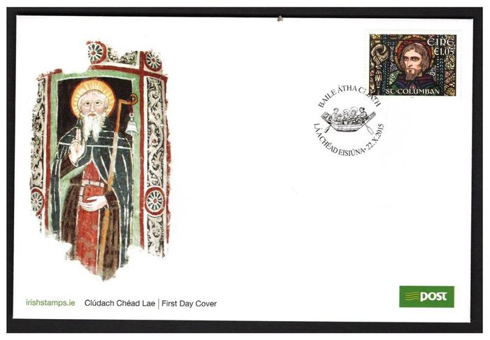 2015 Ireland 1400th Anniversary of the Death of St. Columban Commemorative Stamp An Post First Day Cover (FDC)