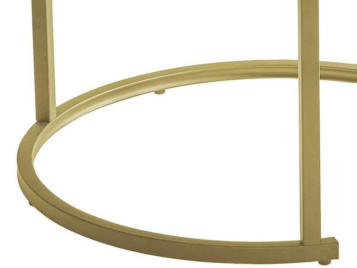 Round Nesting Table, Removable Set of 2 Coffee Tables, Stacking Sofa Side Table End Table, for Living Room, Bedroom, Office, Balcony, Apartment, White and Gold