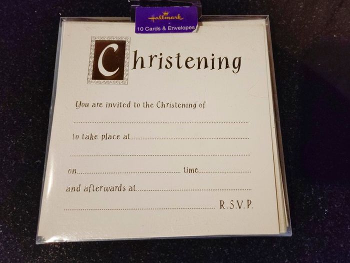 Pack Of 10 Christening Cards With 10 Envelopes (new).