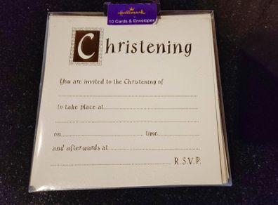 Pack Of 10 Christening Cards With 10 Envelopes (new).