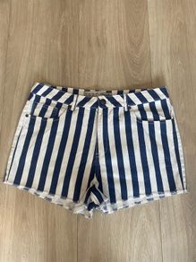 Navy and White Stripe Nautical Shorts UK 14