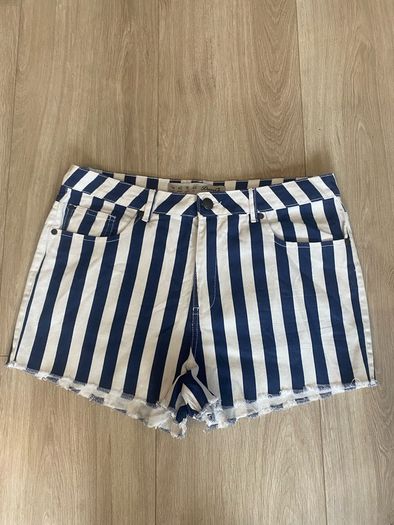 Navy and White Stripe Nautical Shorts UK 14