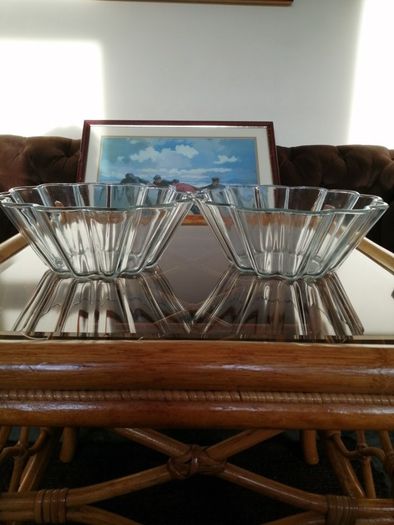 Pair of Fluted Glass Pyrex France Bowls