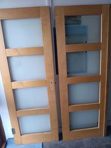 2 x Shaker Style Double Doors with Frosted Glass