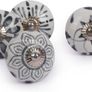 Grey and White Ceramic Door Knobs, Set of 20 Flower Design Premium Quality Assorted Designs Handmade Vintage, Shabby Chic, Interior Furniture, Cabinet Cupboard Wardrobe Drawers Pulls Image 3