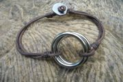 New Brown Leather Bracelet with Metal ring. On Trend Mens SurferJewellery