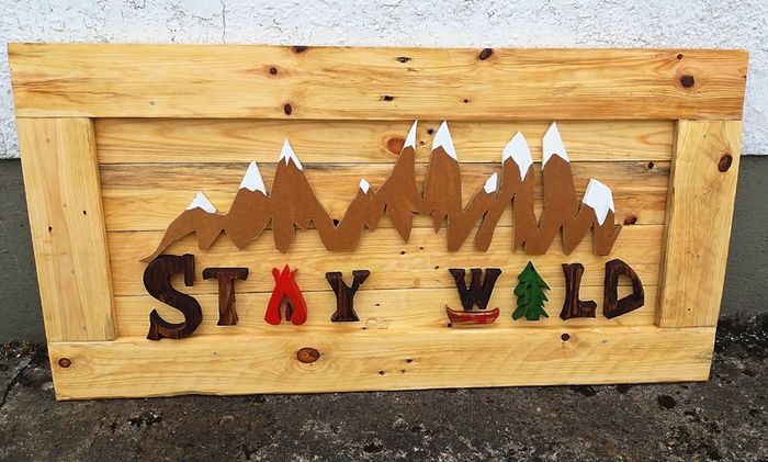 NEW Rustic STAY WILD Wood Art Wall Sign
