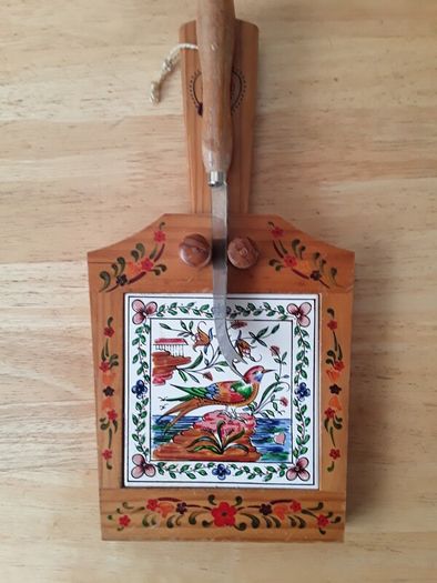 cheese board with knife