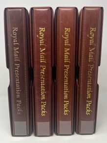 Royal Mail Lot of 4 Brown Presentation Pack (Also suit First Day Covet/ Banknotes or postcards) Album with slipcase and 10 Pages.