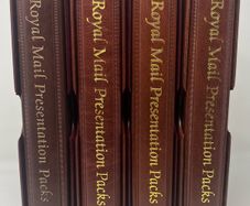 Royal Mail Lot of 4 Brown Presentation Pack (Also suit First Day Covet/ Banknotes or postcards) Album with slipcase and 10 Pages.