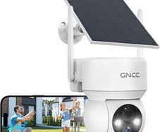 GNCC Solar Security Camera Outdoor Wireless 1080P/2MP CCTV Camera Systems, 360 PTZ Battery Powered Outdoor Camera, PIR Motion Detection, Colour Night Vision, 2-Way Audio, 2.4 GHz Wi-Fi Only