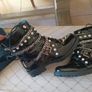 Biker boots chains pearls buckle UK 5 38 bloggers shoes lined warm & waterproof Image 3