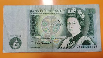 Bank of England 1 Pound banknote Queen Elizabeth II