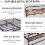 King Size Bed Frame with Headboard,Oval-Shaped Platform Bed with Under-Bed Storage,Steel Slats Mattress Foundation Round Pipe Design,Brown Image 4