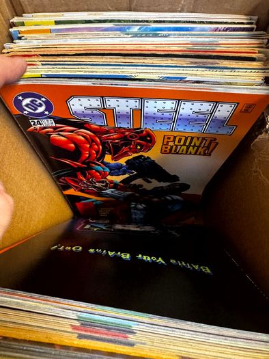 DC, Marvel Long Comic Box w 290 comics for Sale