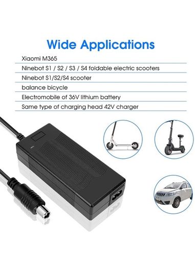 Original Xiaomi Charger with LED Charging Indicator, Suitable for Xiaomi M365, Pro, Pro 2, Essentials, 1S,Ninebot Segway,AOVO,ES1 ES2 ES4 E22E E25E E45E (UK Plug)