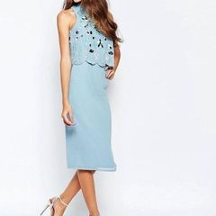 Frock and Frill Embellished Overlay Pencil Dress Size 12