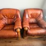 Solid Oak Leather 3+1+1 sofa for sale Image 5