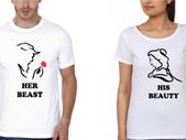 Her Beast His Beauty T-shirts Wedding Love Couple T-shirts Great Gift Present For Valentines Day Idea