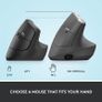 Lift Vertical Ergonomic Mouse, Wireless, Bluetooth or Logi Bolt USB receiver, Quiet clicks, 4 buttons, compatible with Windows/macOS/iPadOS, Laptop, PC - Graphite Image 10