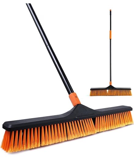 Upgrade Garden Broom,Yard Brush Heavy Duty Outdoor(23.6in)  66in Broom has a Sturdy,Rust-resistant Handle,Stiff Bristles for Sweeping up Large