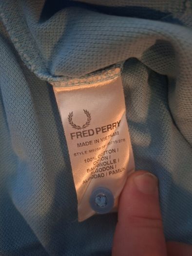 Fred Perry Men's Large Short Collar Polo Light Blue Coral Red