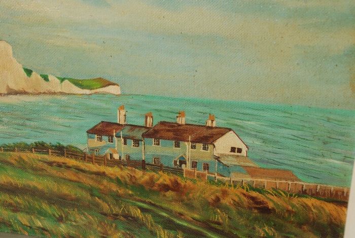 Vintage OIL on Board PAINTING of the cliff Dover