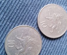 English Ten New Pence Coins. 1968 & 1975.