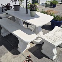 Concrete Garden Table and Benches