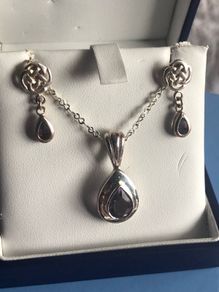 silver pendent & earrings