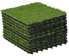 10 PCs 30 x 30cm Artificial Grass Turf, 25mm Pile Height Grass Carpet Fake Grass Mat UV Resistance for Outdoor