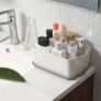 White Plastic Storage Boxes Containers Bins with Gray Lids 4Pcs Image 3