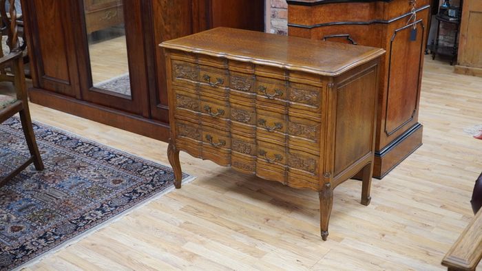 Vintage French Carved Oak Chest of Drawers