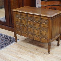 Vintage French Carved Oak Chest of Drawers
