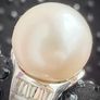 Sterling silver 925 Edison Pearl and Natural Cambodian Zircon Ring in Rhodium Overlay Image 9