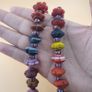 Vintage Venetian African Style Flower Shape Glass & Chevron Glass Beads Necklace 26 inches Image 5
