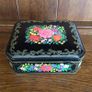 Vintage Pretty Black floral Tin M&S 1985 Image 2