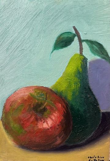 Still life apple and pear scene