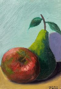 Still life apple and pear scene