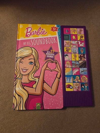 Child's chair, vanity set and barbie sound book