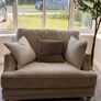Cream fabric sofa and matching armchair set Image 3