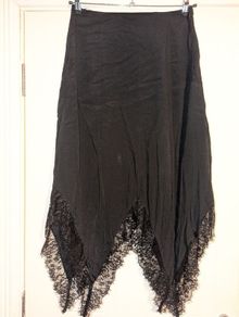 Beautiful dipped hem with lace midi skirt